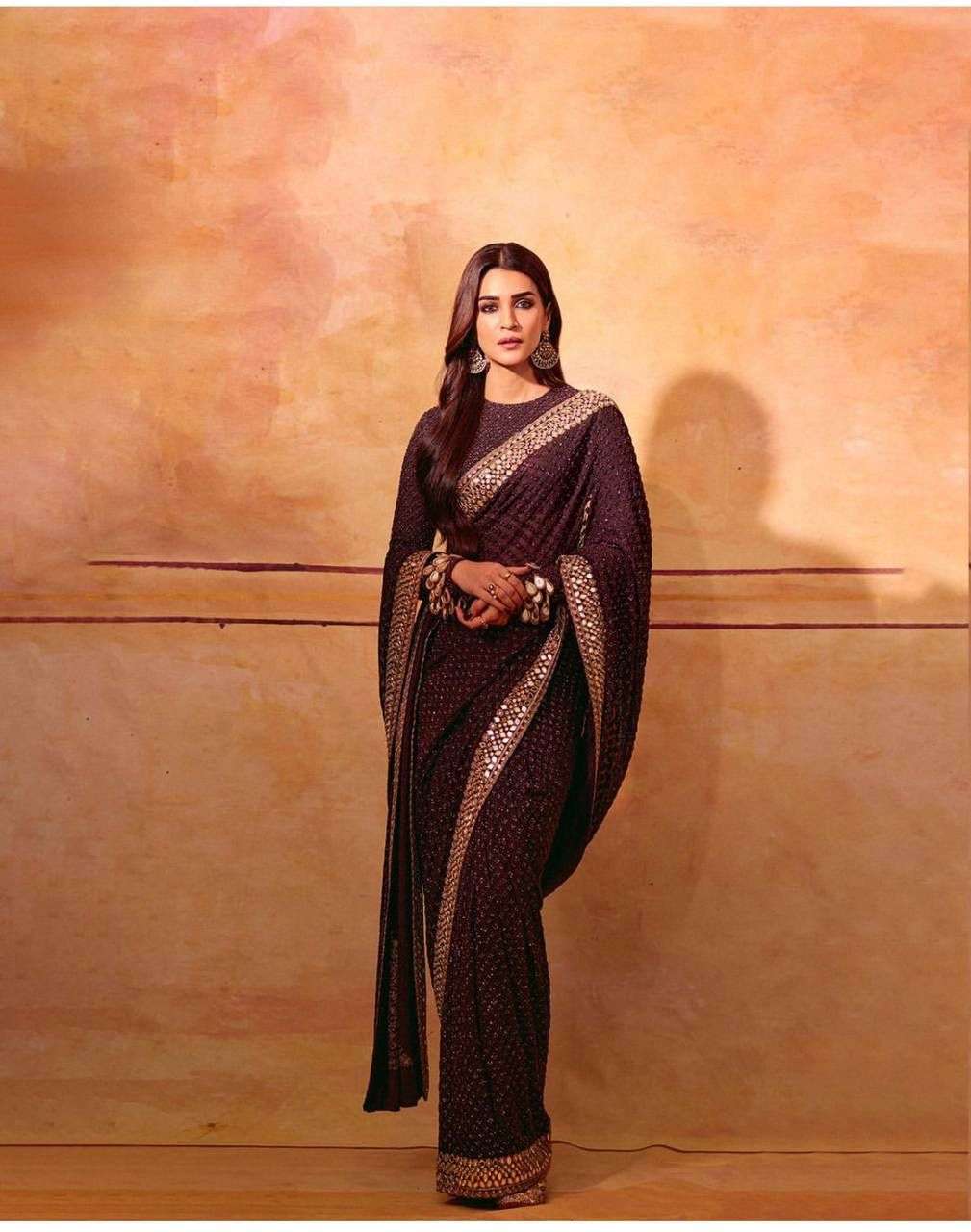 YNF GEORGETTE MPL REFINED SAREES BOLLYWOOD COLLECTIONS WHOLESALE PARTY WEAR GEORGETTE EMBROIDERED SAREES  MANUFACTURER           